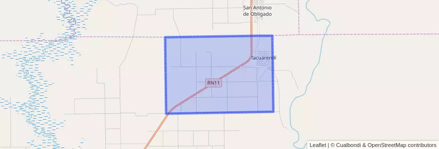Mapa de ubicacion de Municipio de Tacuarendí.