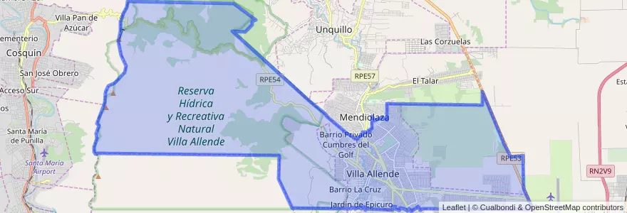 Mapa de ubicacion de Municipio de Villa Allende.