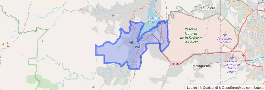 Mapa de ubicacion de Municipio de Villa Carlos Paz.