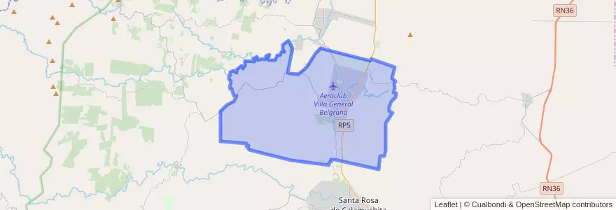 Mapa de ubicacion de Municipio de Villa General Belgrano.