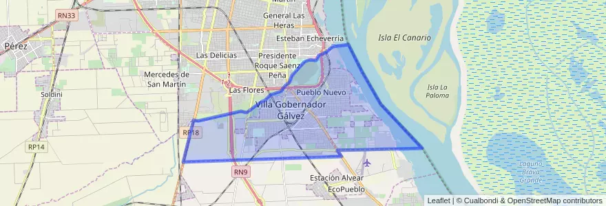 Mapa de ubicacion de Municipio de Villa Gobernador Gálvez.