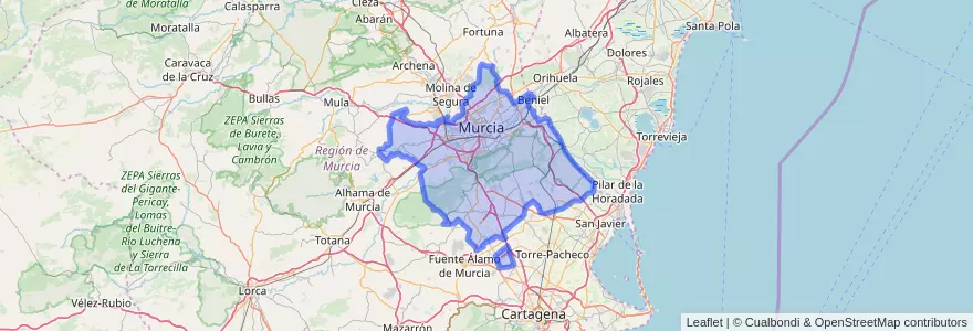 Mapa de ubicacion de Murcia.