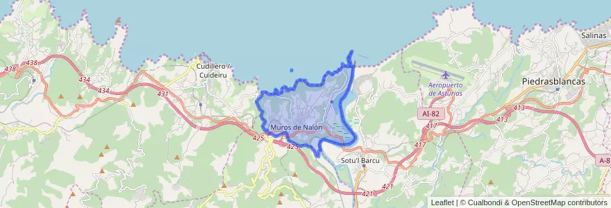 Mapa de ubicacion de Muros de Nalón.