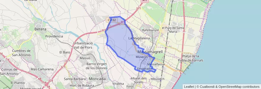 Mapa de ubicacion de Museros.