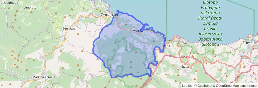 Mapa de ubicacion de Mutriku.