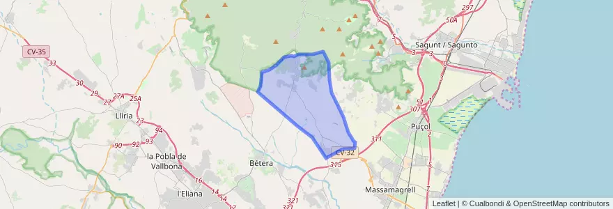 Mapa de ubicacion de Nàquera / Náquera.