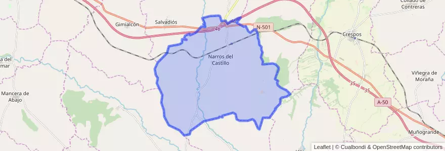 Mapa de ubicacion de Narros del Castillo.