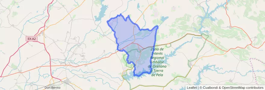 Mapa de ubicacion de Navalvillar de Pela.