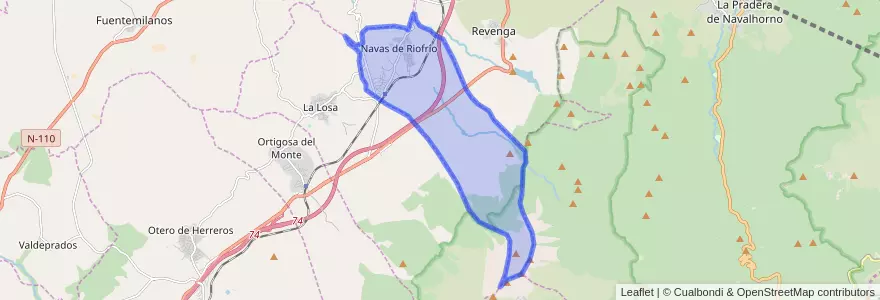 Mapa de ubicacion de Navas de Riofrío.