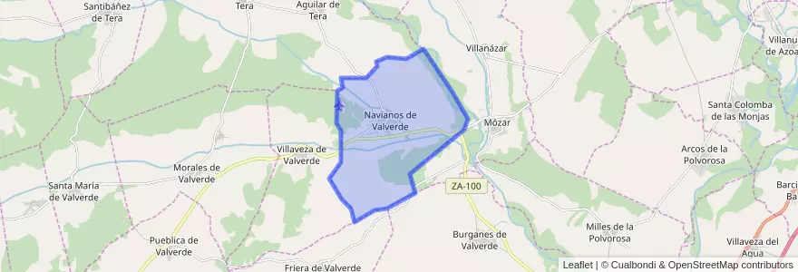 Mapa de ubicacion de Navianos de Valverde.