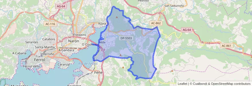 Mapa de ubicacion de Neda.