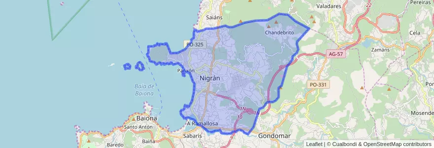 Mapa de ubicacion de Nigrán.
