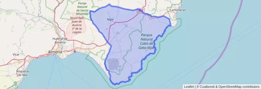Mapa de ubicacion de Níjar.