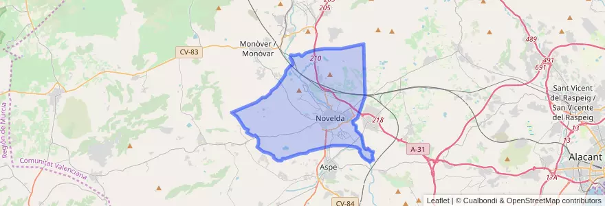 Mapa de ubicacion de Novelda.