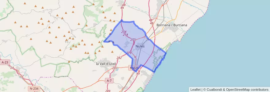 Mapa de ubicacion de Nules.