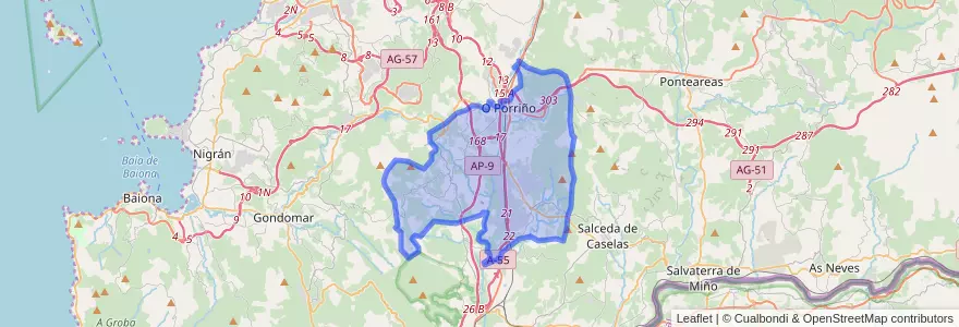 Mapa de ubicacion de O Porriño.