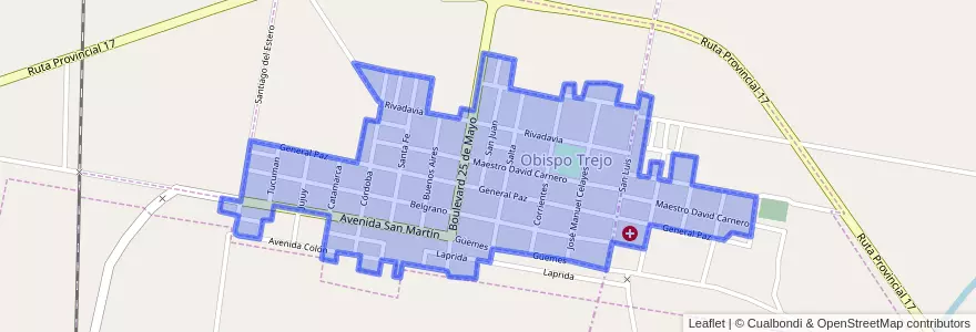 Mapa de ubicacion de Obispo Trejo.