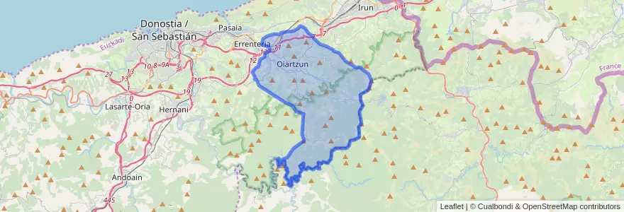 Mapa de ubicacion de Oiartzun.