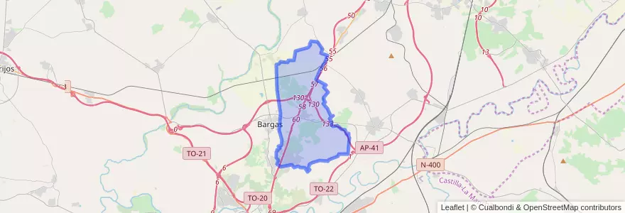 Mapa de ubicacion de Olías del Rey.