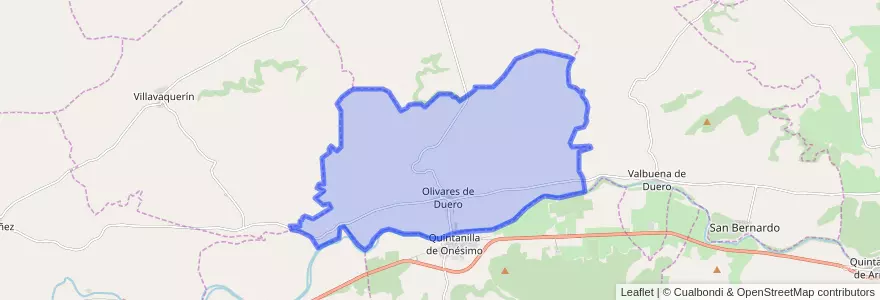 Mapa de ubicacion de Olivares de Duero.