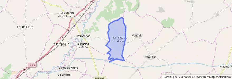 Mapa de ubicacion de Olmillos de Muñó.