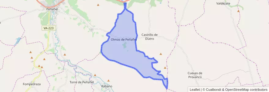 Mapa de ubicacion de Olmos de Peñafiel.