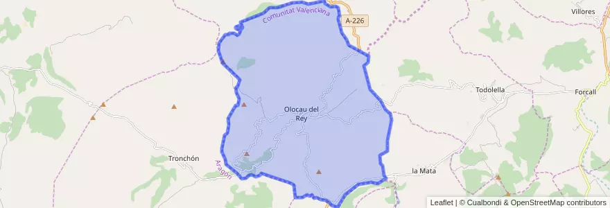 Mapa de ubicacion de Olocau del Rey.