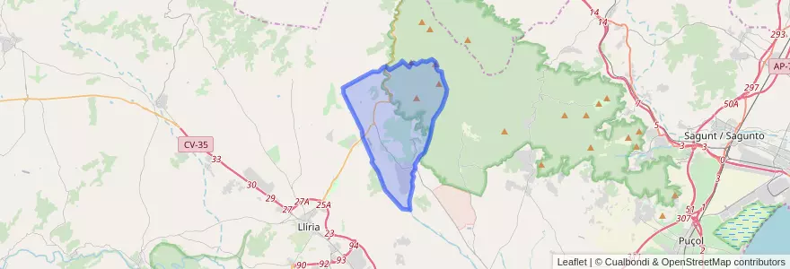 Mapa de ubicacion de Olocau.