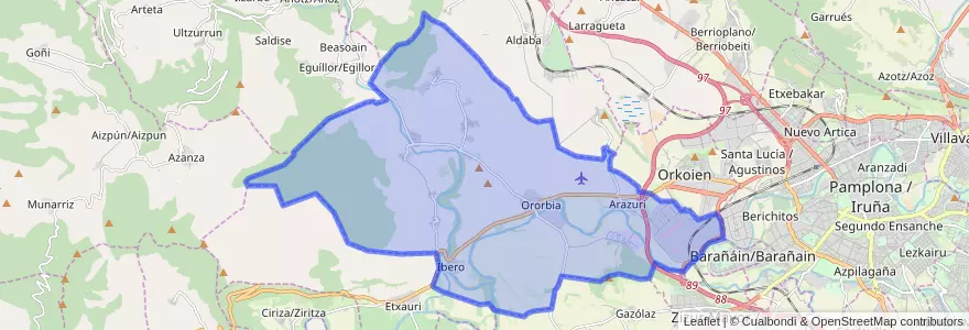 Mapa de ubicacion de Olza.