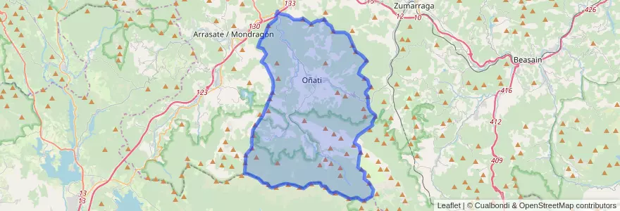 Mapa de ubicacion de Oñati.