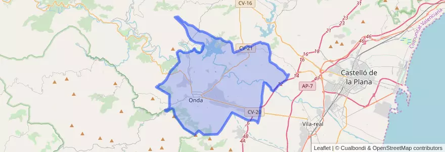 Mapa de ubicacion de Onda.
