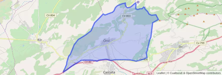 Mapa de ubicacion de Onil.