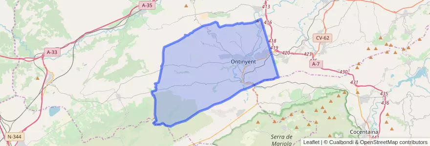 Mapa de ubicacion de Ontinyent.