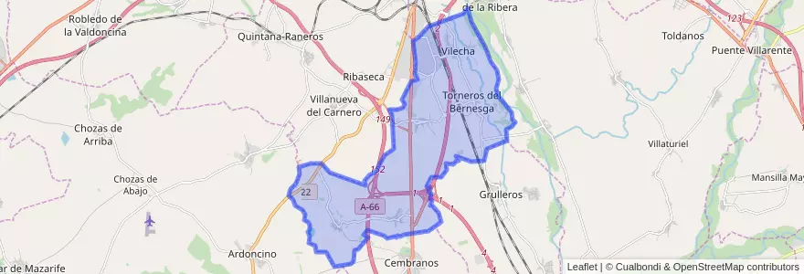 Mapa de ubicacion de Onzonilla.