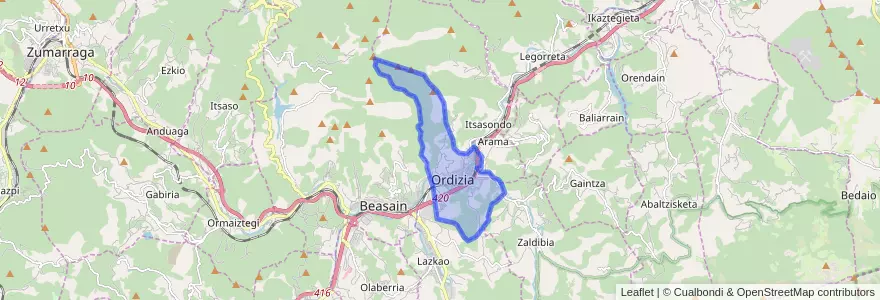 Mapa de ubicacion de Ordizia.