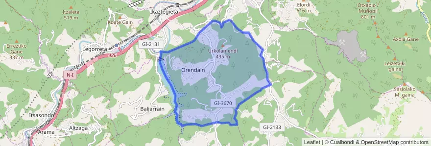 Mapa de ubicacion de Orendain.