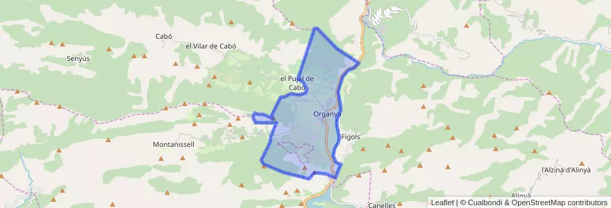 Mapa de ubicacion de Organyà.
