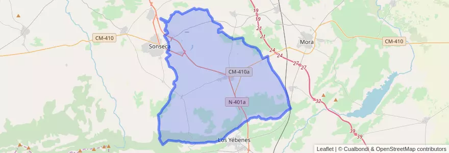 Mapa de ubicacion de Orgaz.