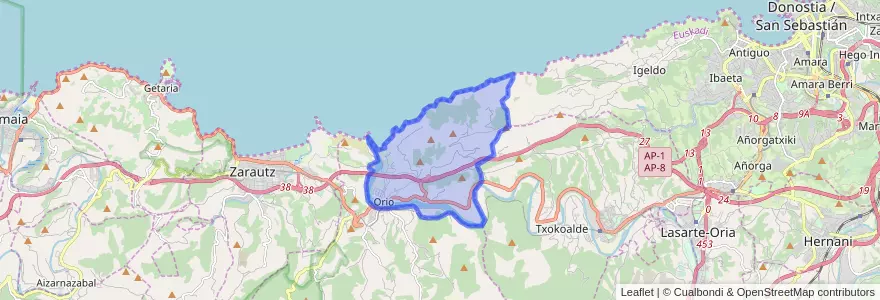 Mapa de ubicacion de Orio.