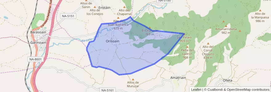 Mapa de ubicacion de Orísoain.