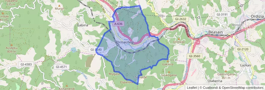 Mapa de ubicacion de Ormaiztegi.