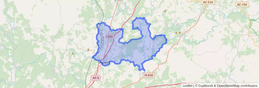 Mapa de ubicacion de Oroso.