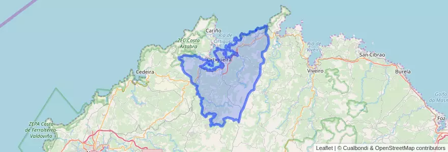 Mapa de ubicacion de Ortigueira.