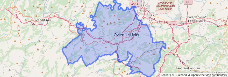 Mapa de ubicacion de Oviedo.