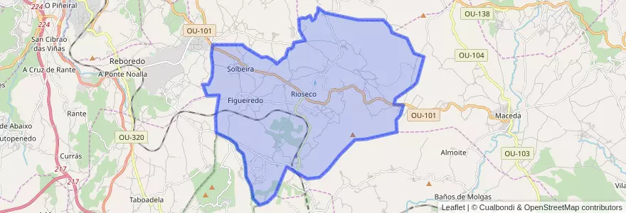 Mapa de ubicacion de Paderne de Allariz.