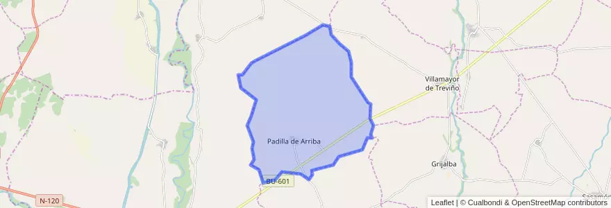 Mapa de ubicacion de Padilla de Arriba.