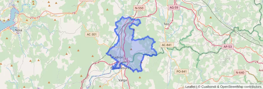 Mapa de ubicacion de Padrón.