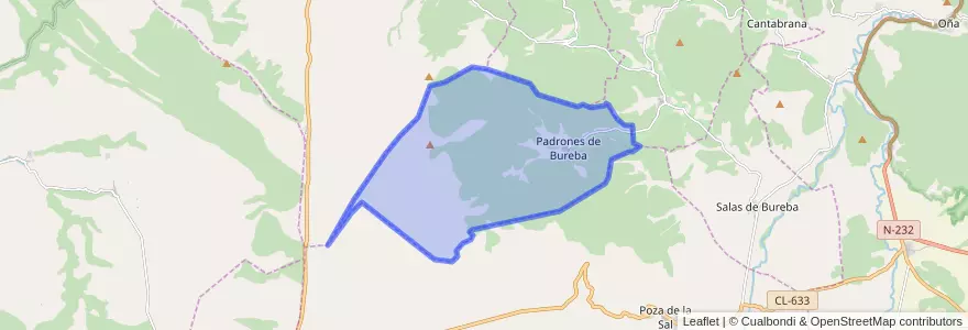 Mapa de ubicacion de Padrones de Bureba.
