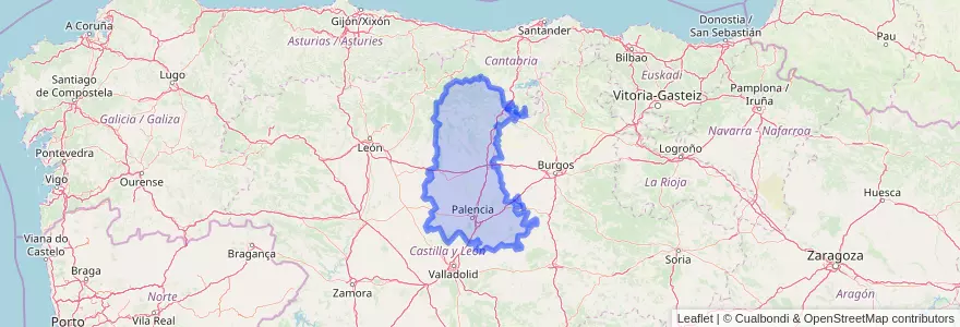 Mapa de ubicacion de Palencia.