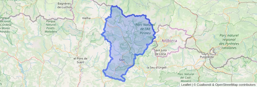 Mapa de ubicacion de Pallars Sobirà.